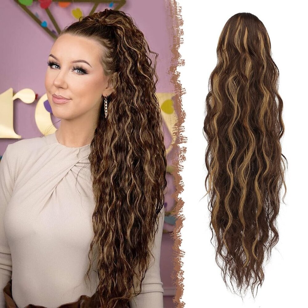 Synthetic Hair Ponytail Extensions 26in Wavy Drawstring Long Curly Women